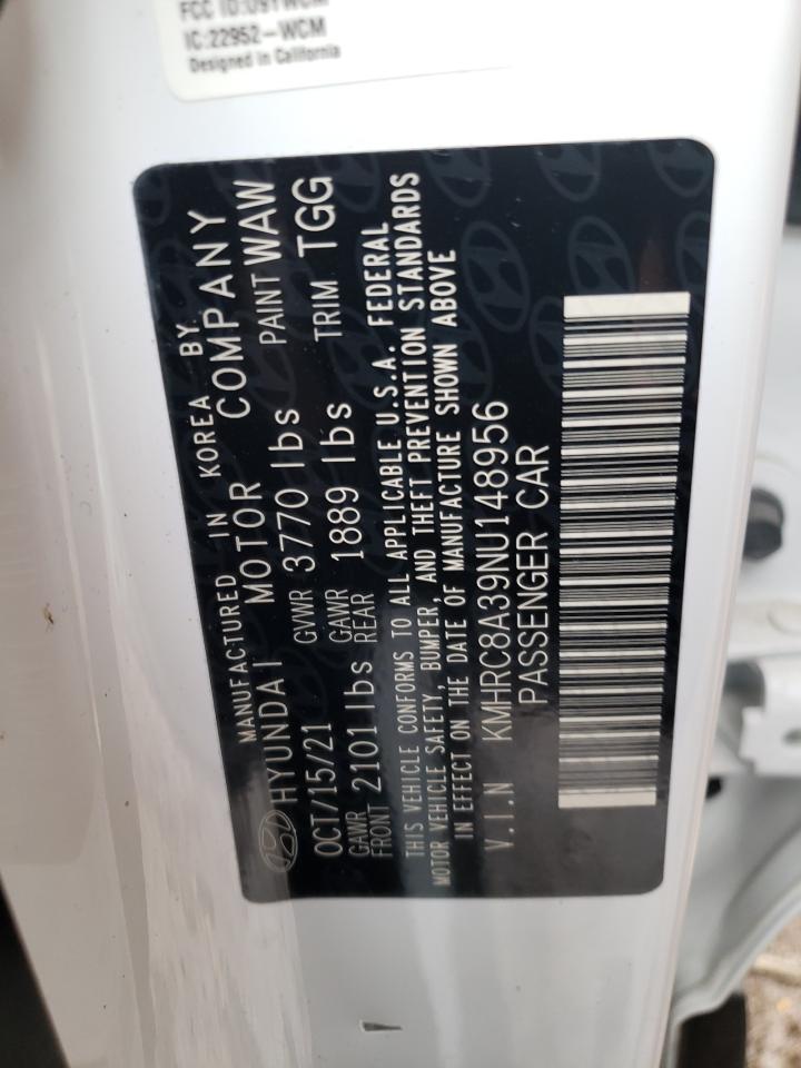 2022 HYUNDAI VENUE SEL VIN:KMHRC8A39NU148956