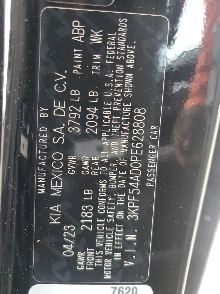 2023 KIA FORTE GT LINE VIN:3KPF54AD0PE628808