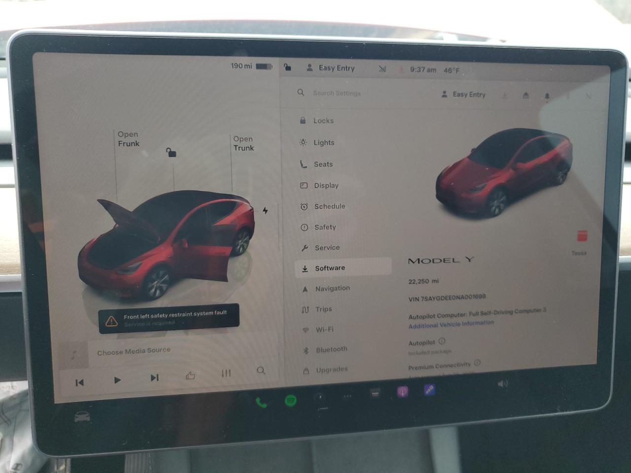2022 TESLA MODEL Y  VIN:7SAYGDEE0NA001698