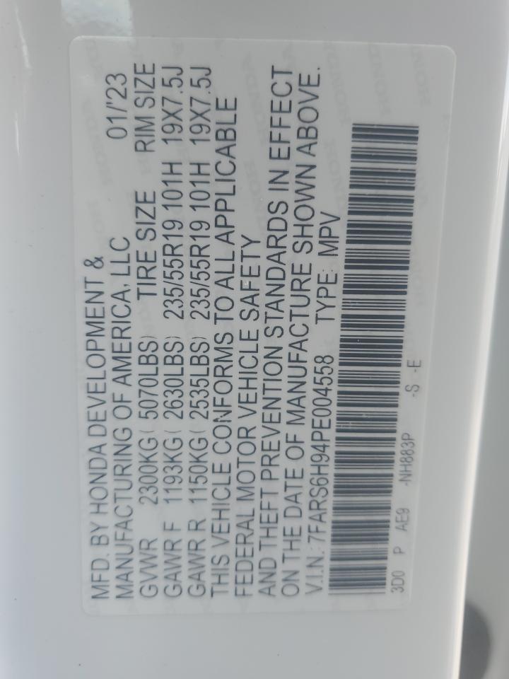 2023 HONDA CR-V SPORT TOURING VIN:7FARS6H94PE004558