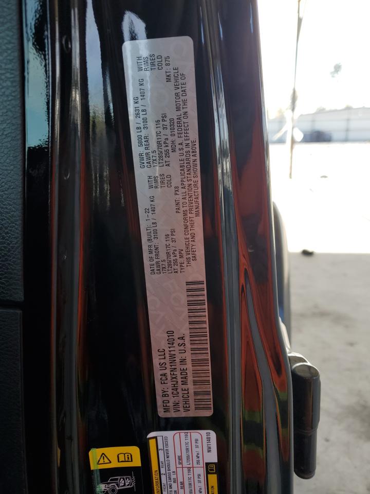 2022 JEEP WRANGLER UNLIMITED RUBICON VIN:1C4HJXFN1NW114010