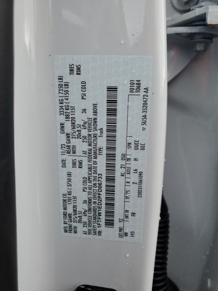 2023 FORD F150 SUPERCREW VIN:1FTFW1ED2PFD06733