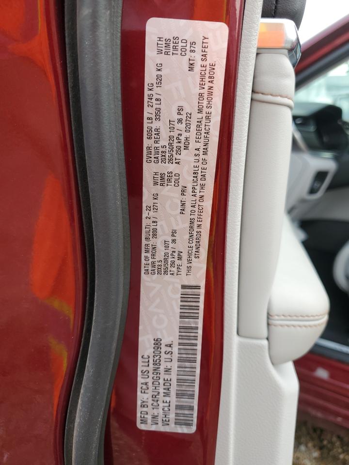 2022 JEEP GRAND CHEROKEE OVERLAND VIN:1C4RJHDG9N8530986