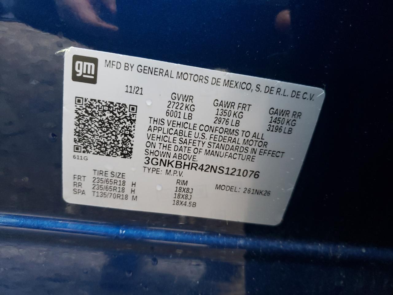 2022 CHEVROLET BLAZER 2LT VIN:3GNKBHR42NS121076