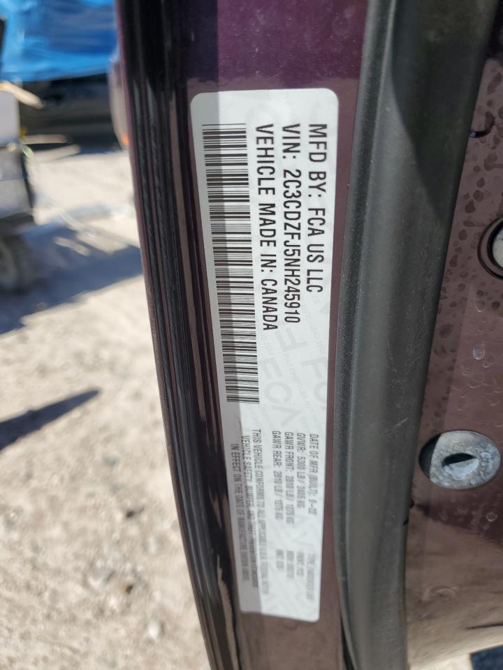 2022 DODGE CHALLENGER R/T SCAT PACK VIN:2C3CDZFJ5NH245910