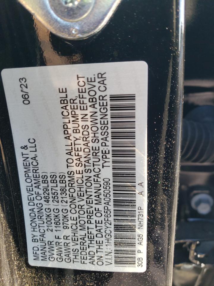 2023 HONDA ACCORD HYBRID EXL VIN:1HGCY2F65PA050590