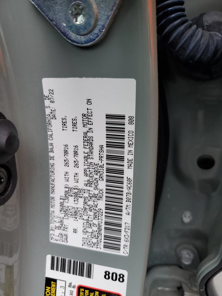 2022 TOYOTA TACOMA DOUBLE CAB VIN:3TMDZ5BN0NM137229