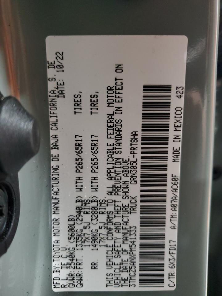 2023 TOYOTA TACOMA DOUBLE CAB VIN:3TMCZ5ANXPM541333
