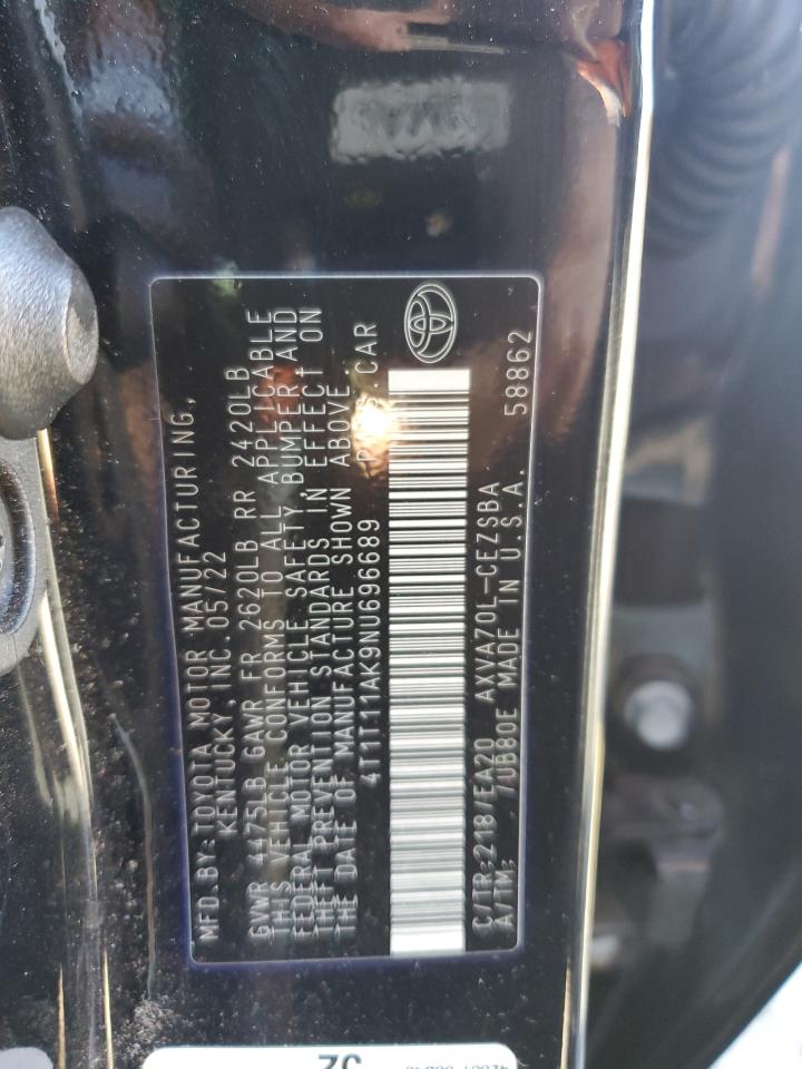 2022 TOYOTA CAMRY SE VIN:4T1T11AK9NU696689