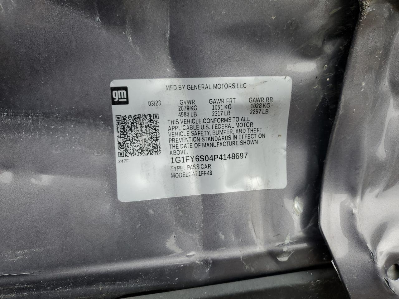 2023 CHEVROLET BOLT EUV LT VIN:1G1FY6S04P4148697