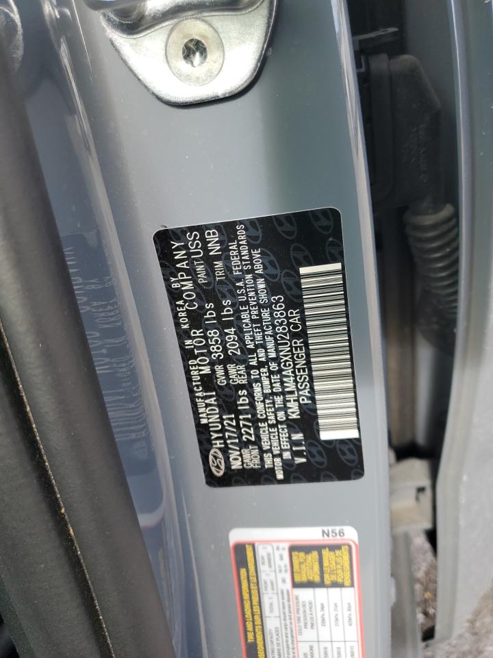 2022 HYUNDAI ELANTRA SEL VIN:KMHLM4AGXNU283863