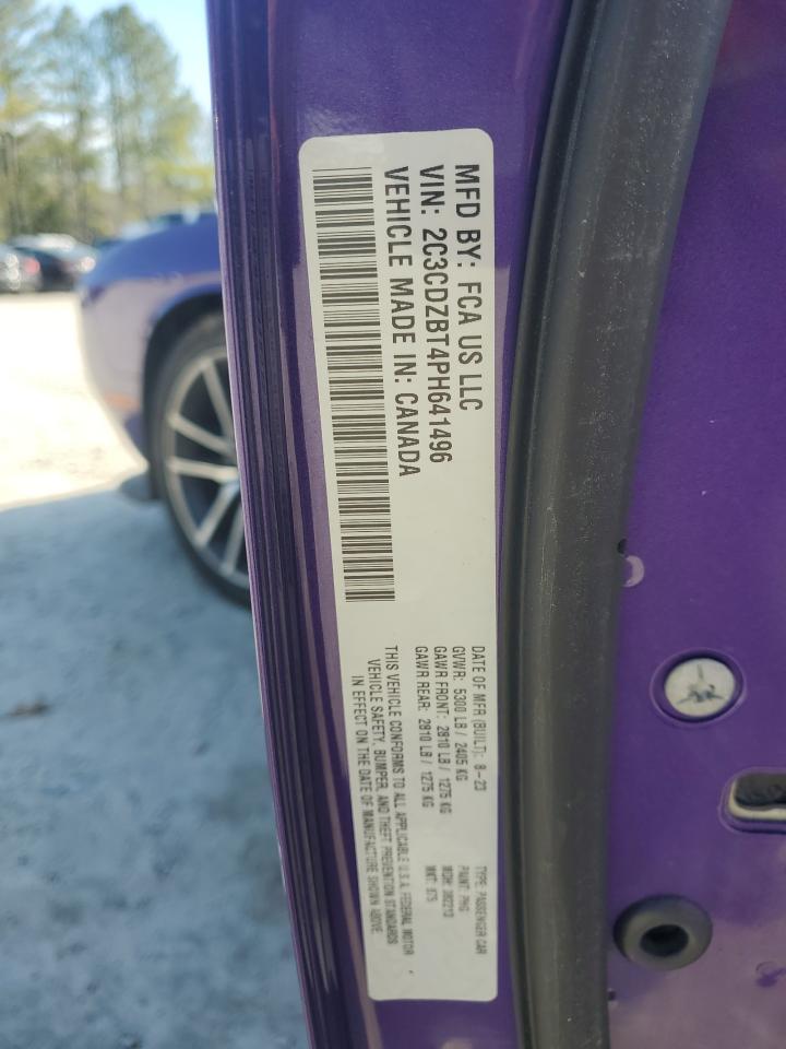 2023 DODGE CHALLENGER R/T VIN:2C3CDZBT4PH641496