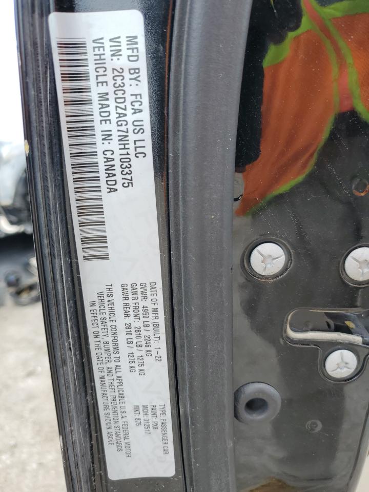 2022 DODGE CHALLENGER SXT VIN:2C3CDZAG7NH103375