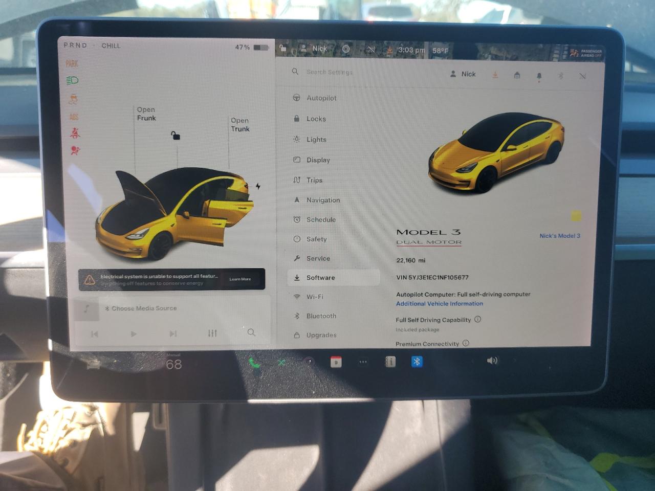 2022 TESLA MODEL 3  VIN:5YJ3E1EC1NF105677