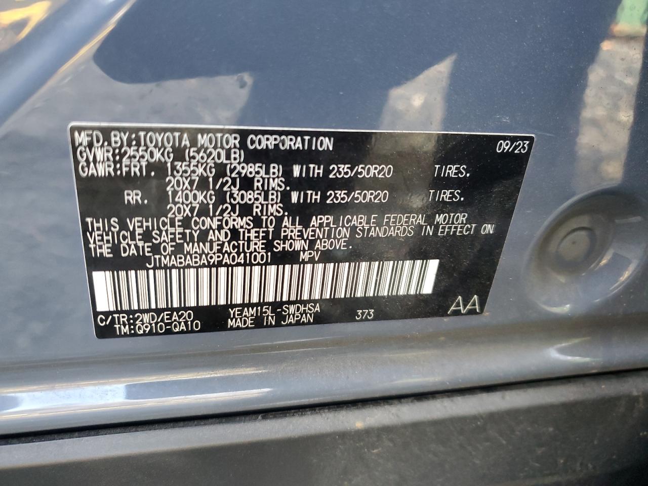 2023 SUBARU SOLTERRA PREMIUM VIN:JTMABABA9PA041001