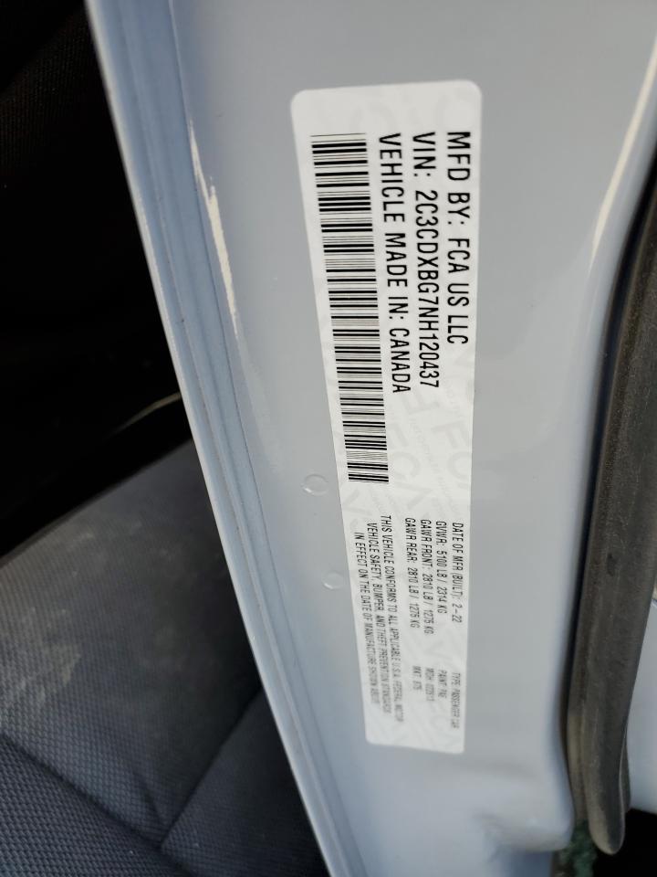 2022 DODGE CHARGER SXT VIN:2C3CDXBG7NH120437