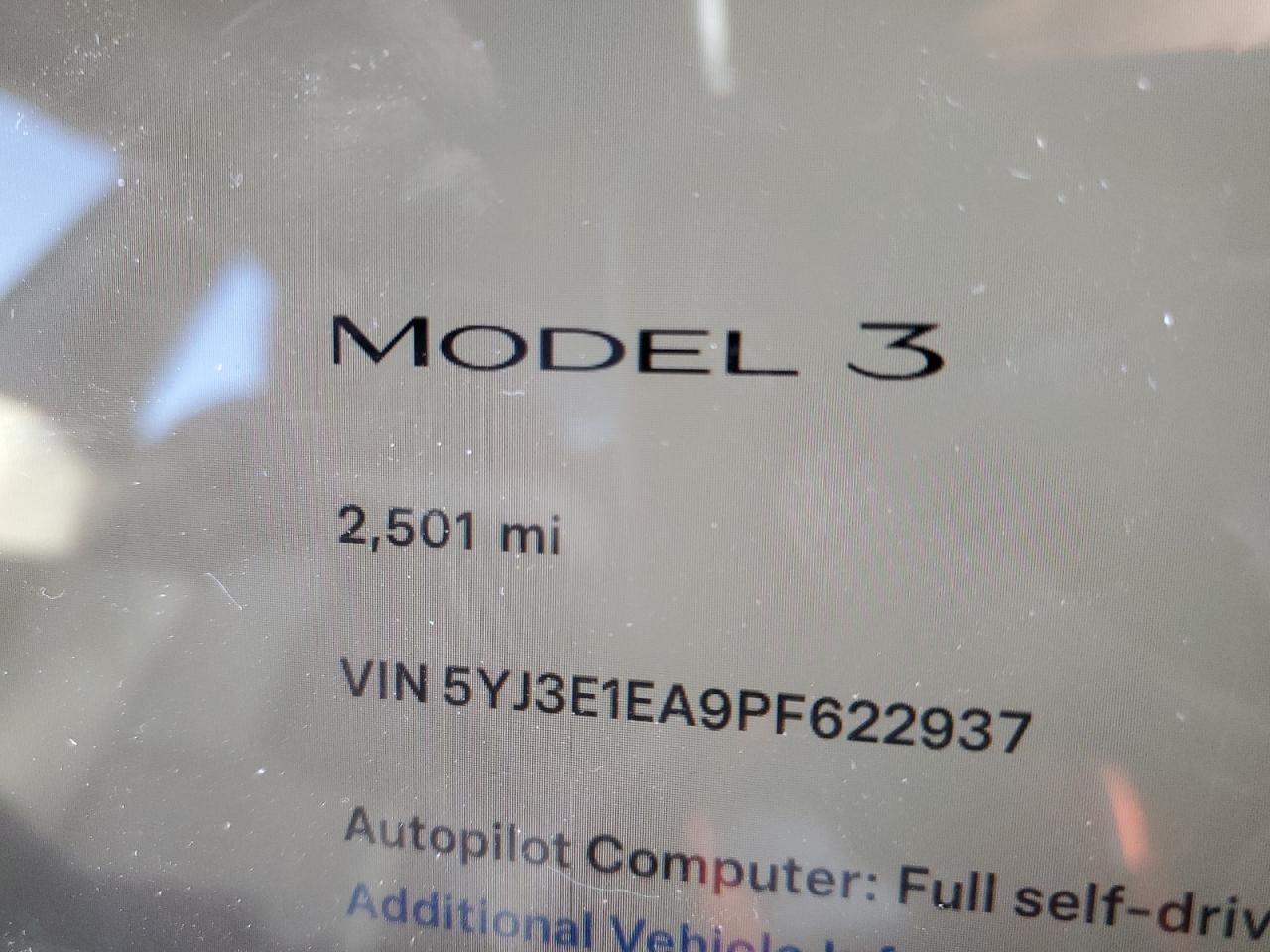 2023 TESLA MODEL 3  VIN:5YJ3E1EA9PF622937