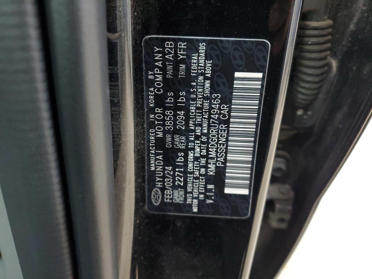 2024 HYUNDAI ELANTRA SEL VIN:KMHLM4DG0RU749463