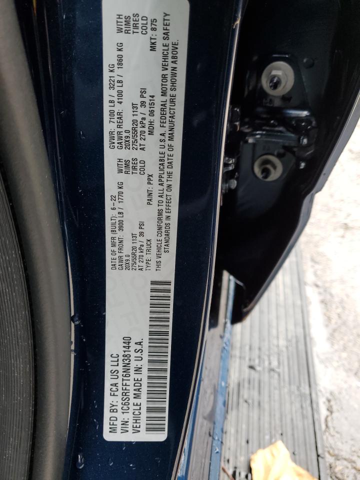 2022 RAM 1500 BIG HORN/LONE STAR VIN:1C6SRFFT6NN381440