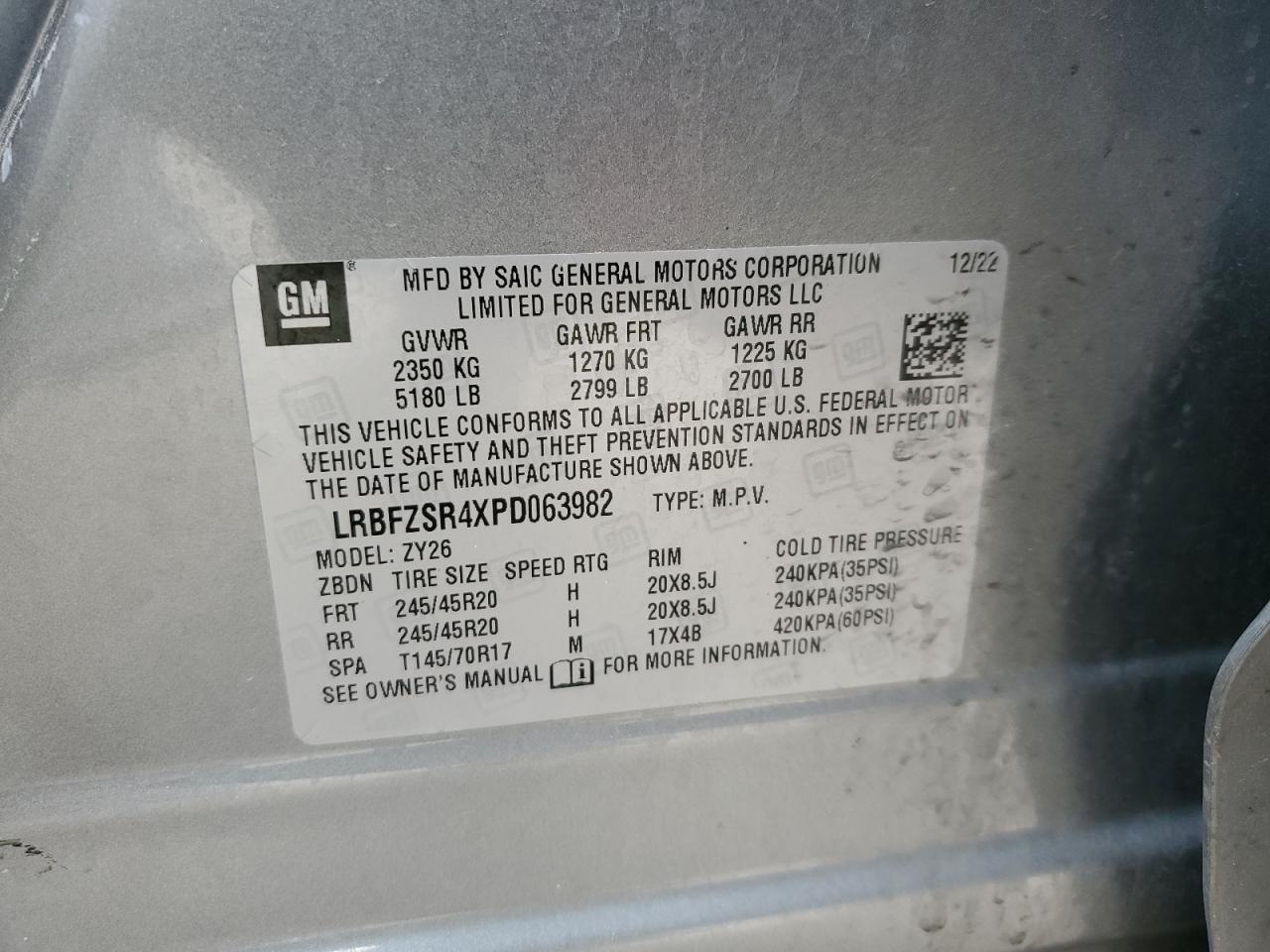 2023 BUICK ENVISION AVENIR VIN:LRBFZSR4XPD063982