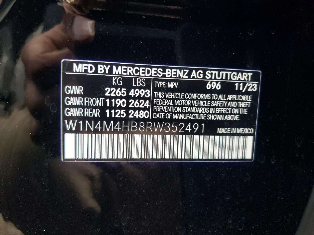 2024 MERCEDES-BENZ GLB 250 4MATIC VIN:W1N4M4HB8RW352491