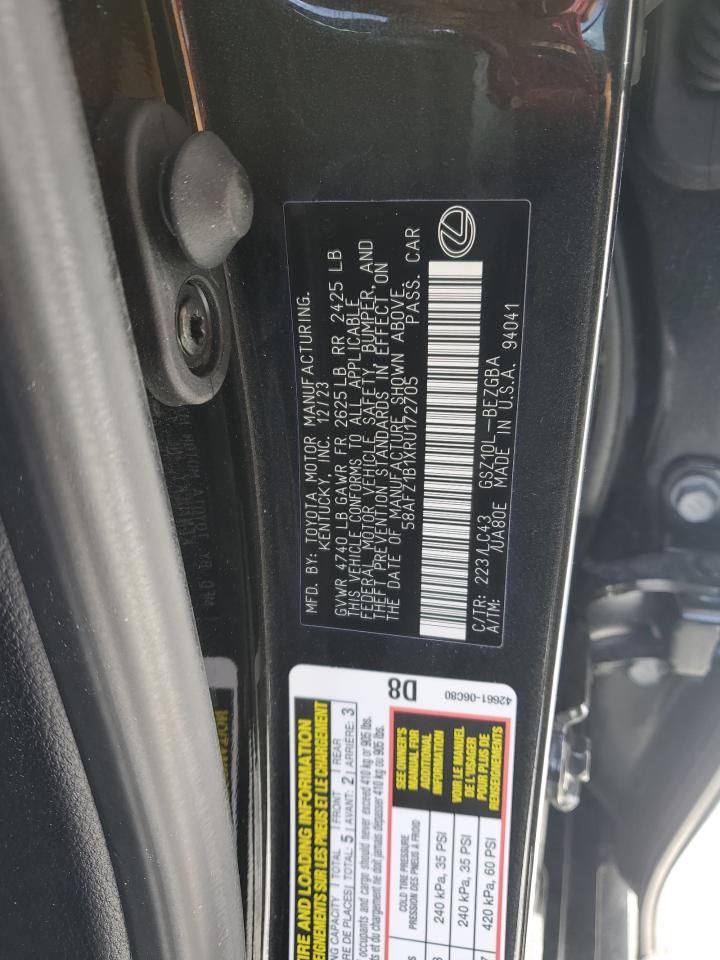2024 LEXUS ES 350 BASE VIN:58AFZ1B1XRU172705