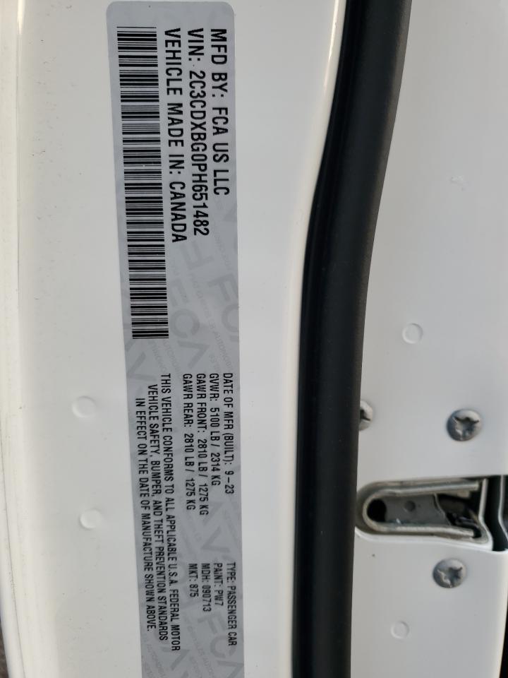 2023 DODGE CHARGER SXT VIN:2C3CDXBG0PH651482