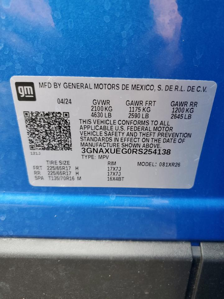 2024 CHEVROLET EQUINOX LT VIN:3GNAXUEG0RS254138