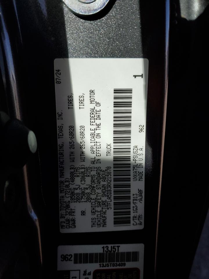 2024 TOYOTA TUNDRA CREWMAX SR VIN:5TFLA5DB3RX215878