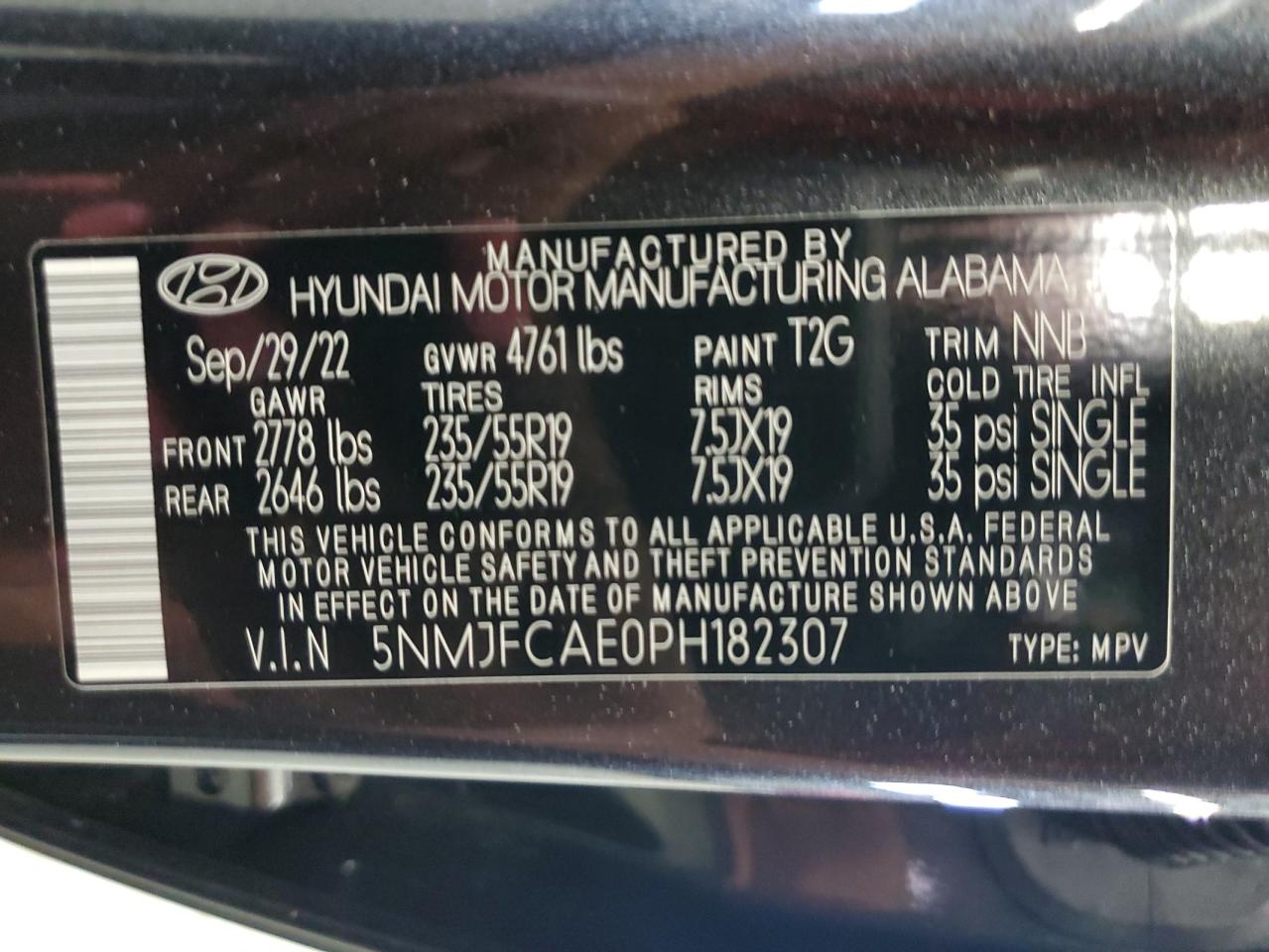 2023 HYUNDAI TUCSON SEL VIN:5NMJFCAE0PH182307