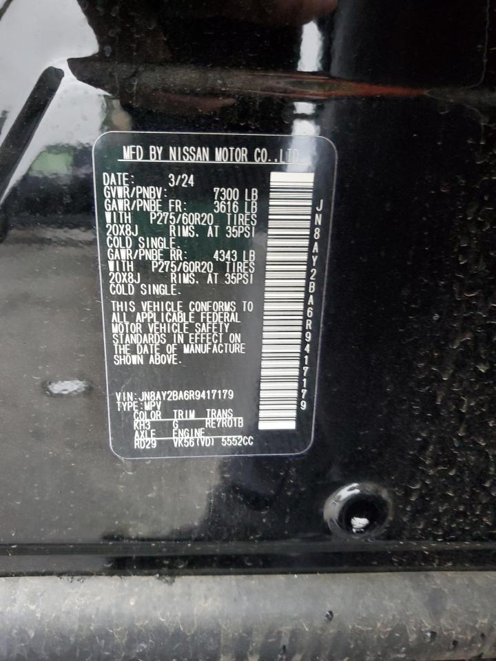 2024 NISSAN ARMADA SL VIN:JN8AY2BA6R9417179