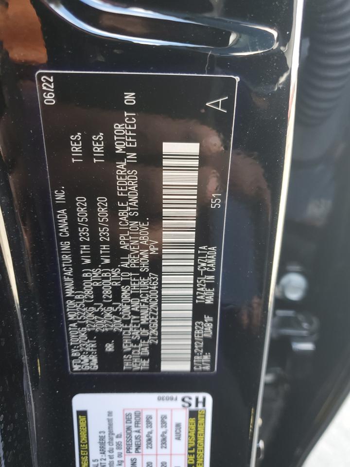 2022 LEXUS NX 350 VIN:2T2KGCEZ2NC004637