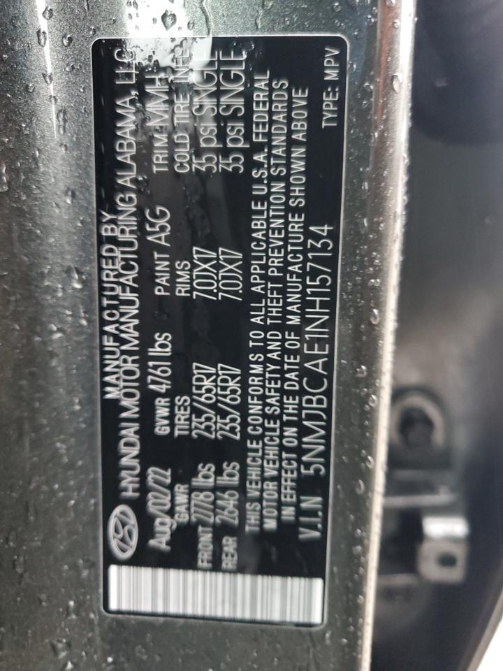 2022 HYUNDAI TUCSON SEL VIN:5NMJBCAE1NH157134