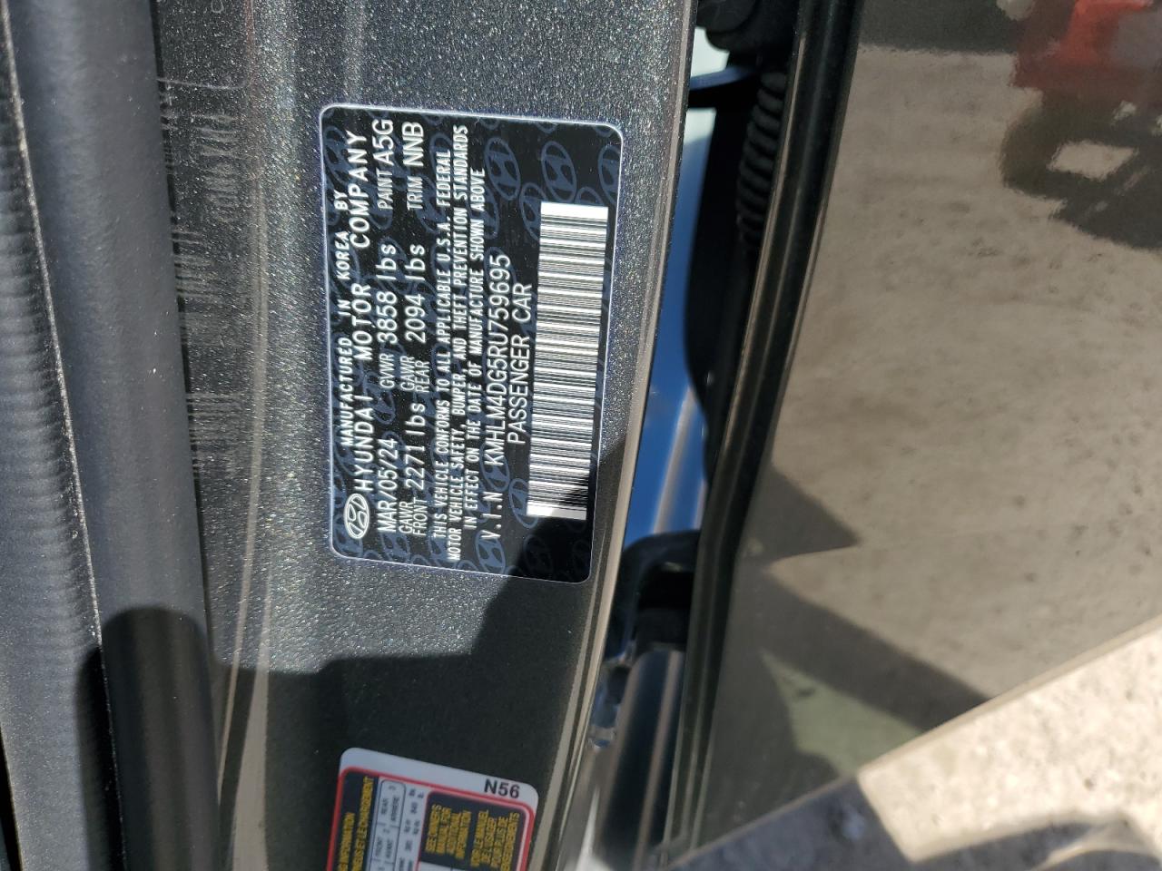 2024 HYUNDAI ELANTRA SEL VIN:KMHLM4DG5RU759695