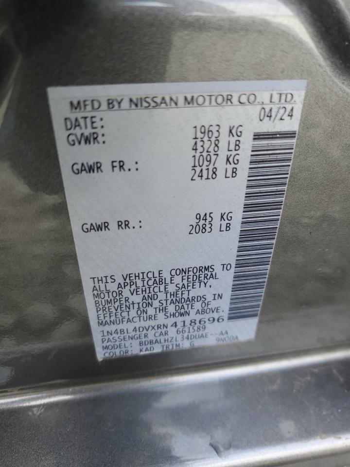 2024 NISSAN ALTIMA SV VIN:1N4BL4DVXRN418696