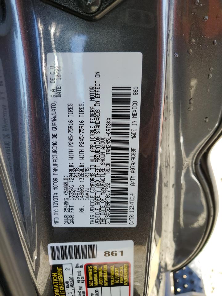 2023 TOYOTA TACOMA ACCESS CAB VIN:3TYSX5EN9PT017722