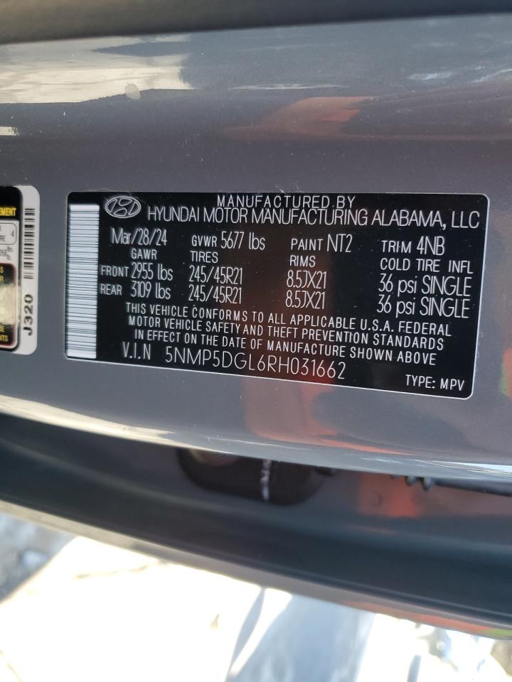 2024 HYUNDAI SANTA FE CALLIGRAPHY VIN:5NMP5DGL6RH031662
