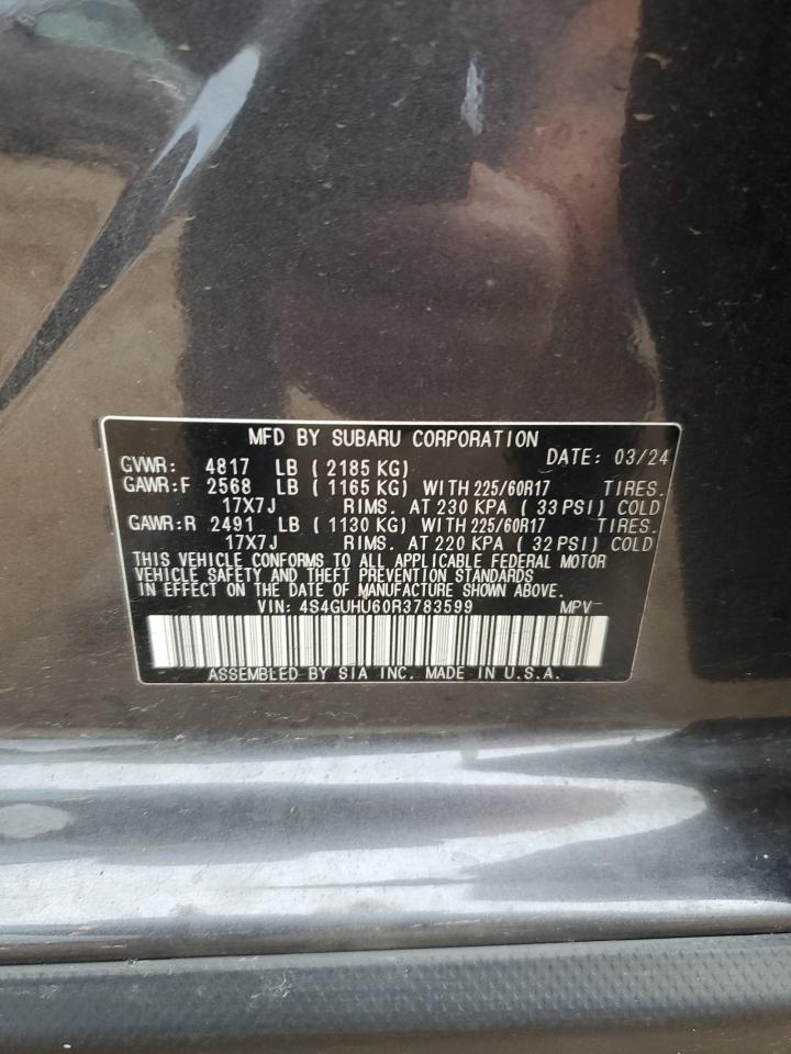 2024 SUBARU CROSSTREK WILDERNESS VIN:4S4GUHU60R3783599