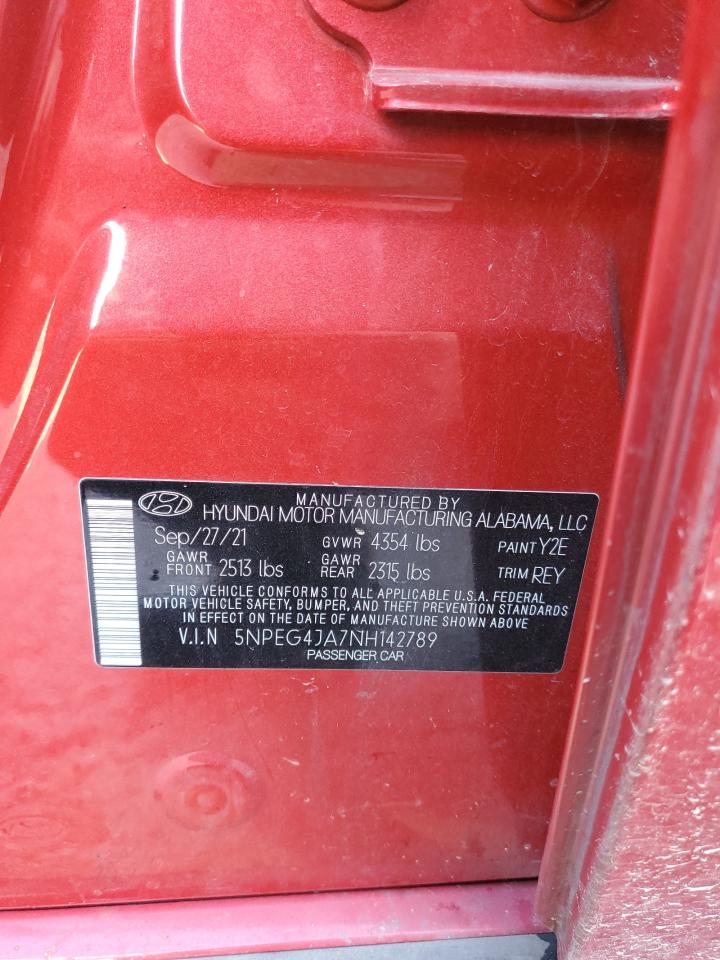 2022 HYUNDAI SONATA SE VIN:5NPEG4JA7NH142789