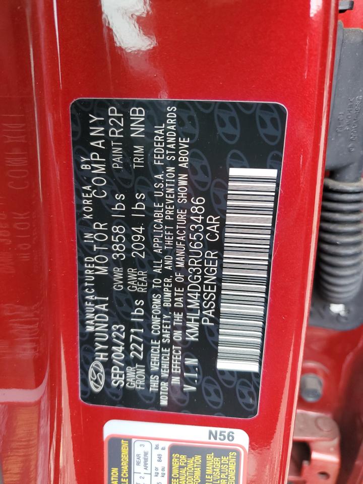 2024 HYUNDAI ELANTRA SEL VIN:KMHLM4DG3RU653486