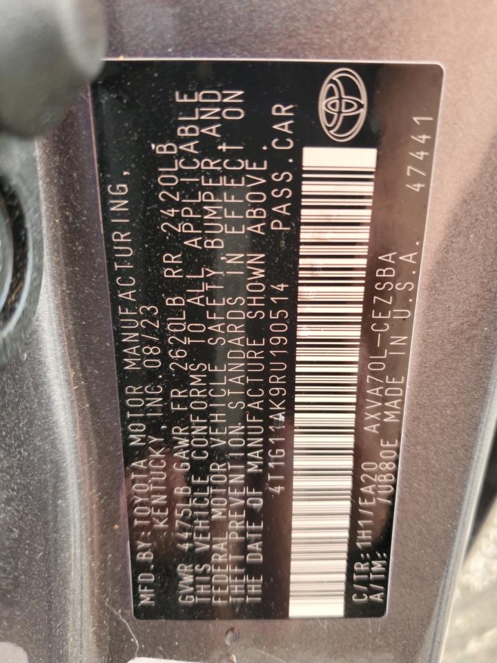 2024 TOYOTA CAMRY SE NIGHT SHADE VIN:4T1G11AK9RU190514