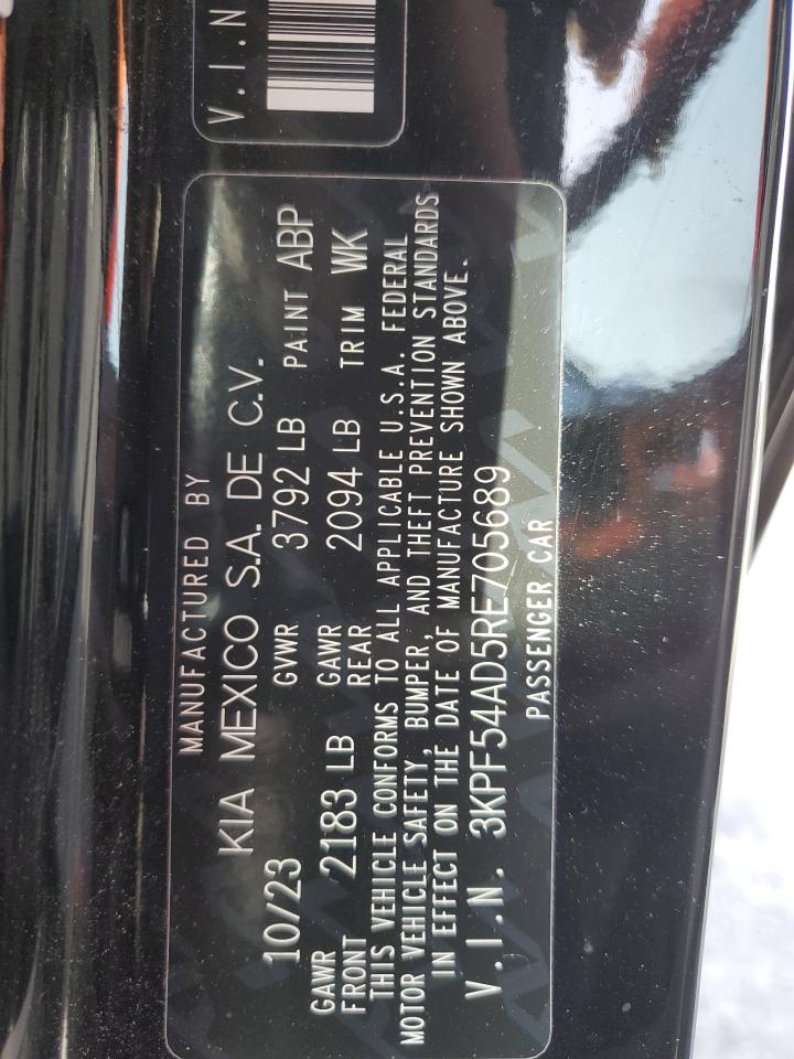2024 KIA FORTE GT LINE VIN:3KPF54AD5RE705689