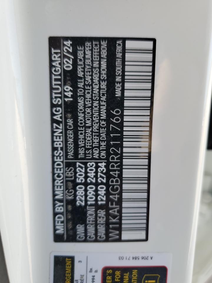 2024 MERCEDES-BENZ C 300 VIN:W1KAF4GB4RR211766