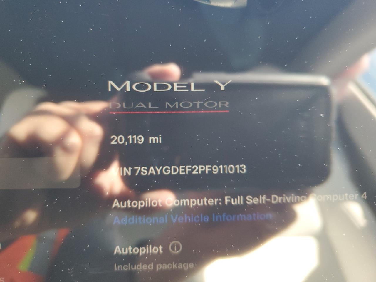 2023 TESLA MODEL Y  VIN:7SAYGDEF2PF911013