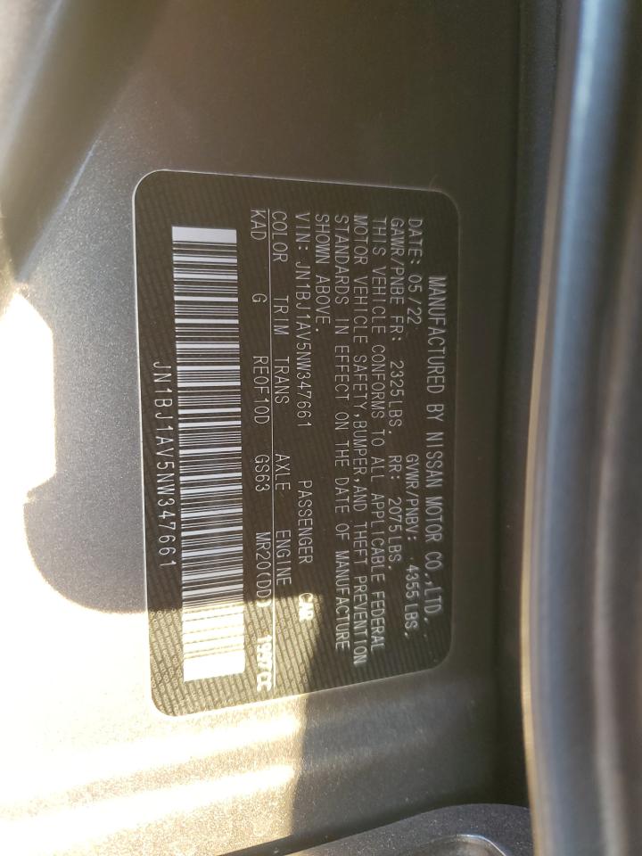 2022 NISSAN ROGUE SPORT S VIN:JN1BJ1AV5NW347661