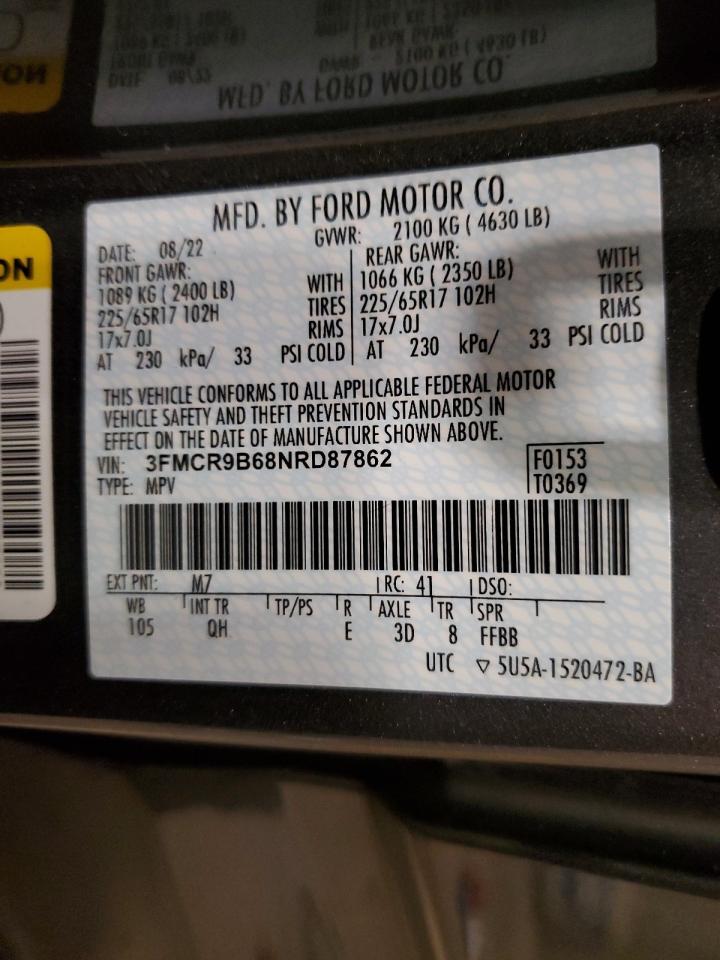 2022 FORD BRONCO SPORT BIG BEND VIN:3FMCR9B68NRD87862
