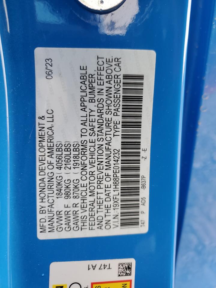 2023 HONDA CIVIC SPORT TOURING VIN:19XFL1H88PE014232