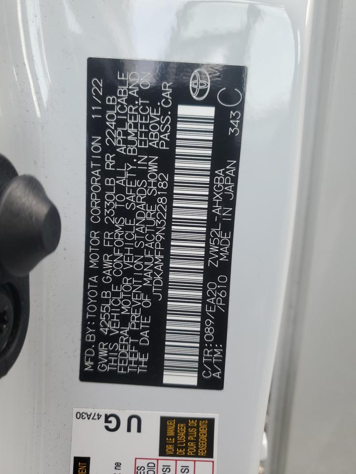 2022 TOYOTA PRIUS PRIME LE VIN:JTDKAMFP9N3228182