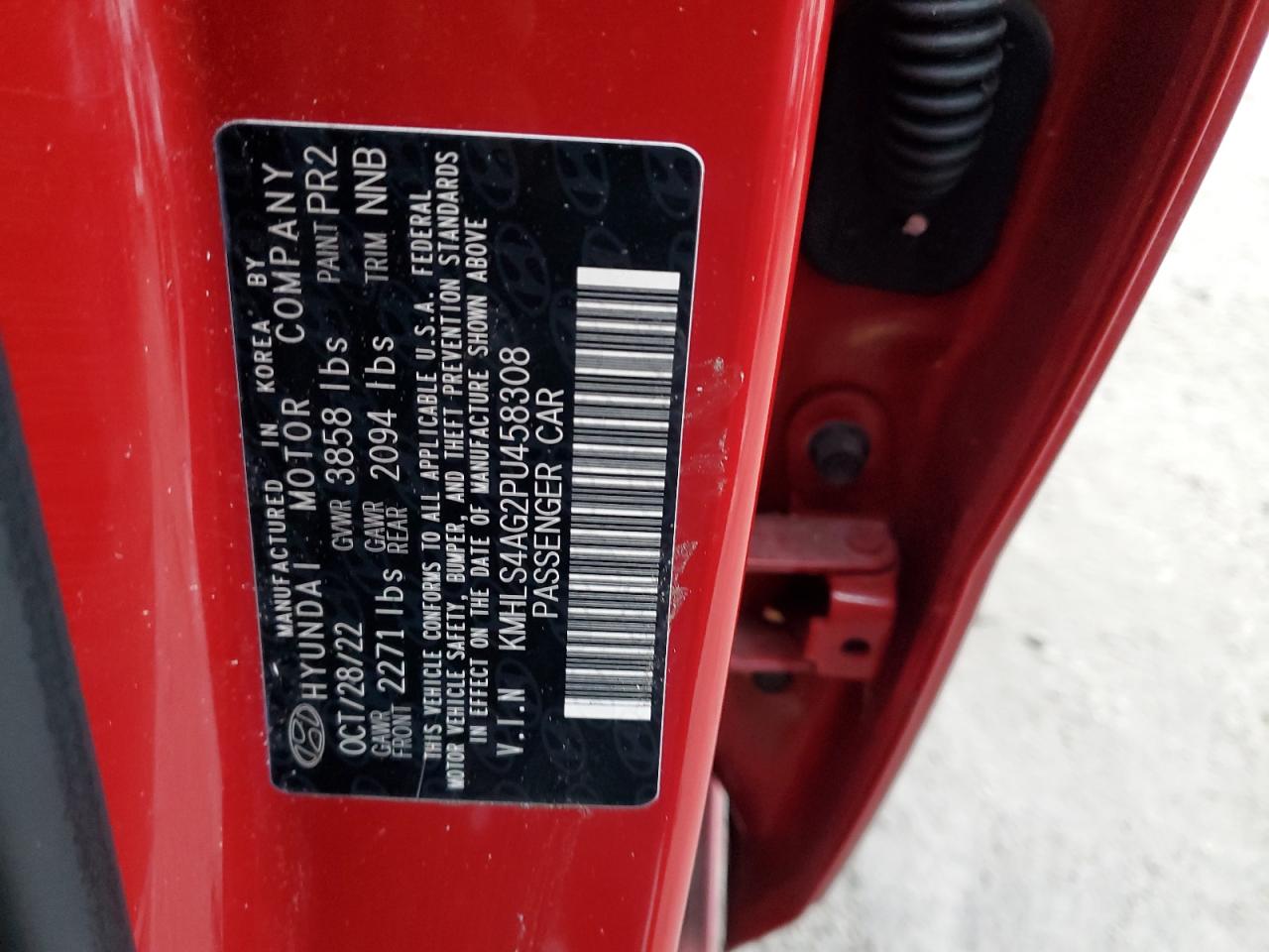 2023 HYUNDAI ELANTRA SEL VIN:KMHLS4AG2PU458308