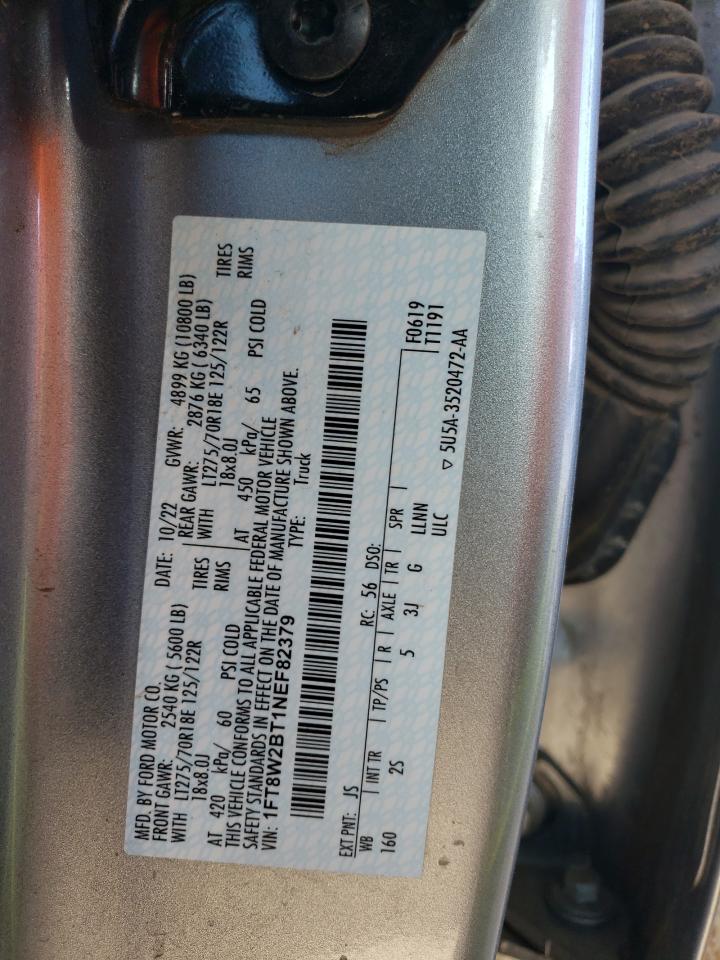 2022 FORD F250 SUPER DUTY VIN:1FT8W2BT1NEF82379